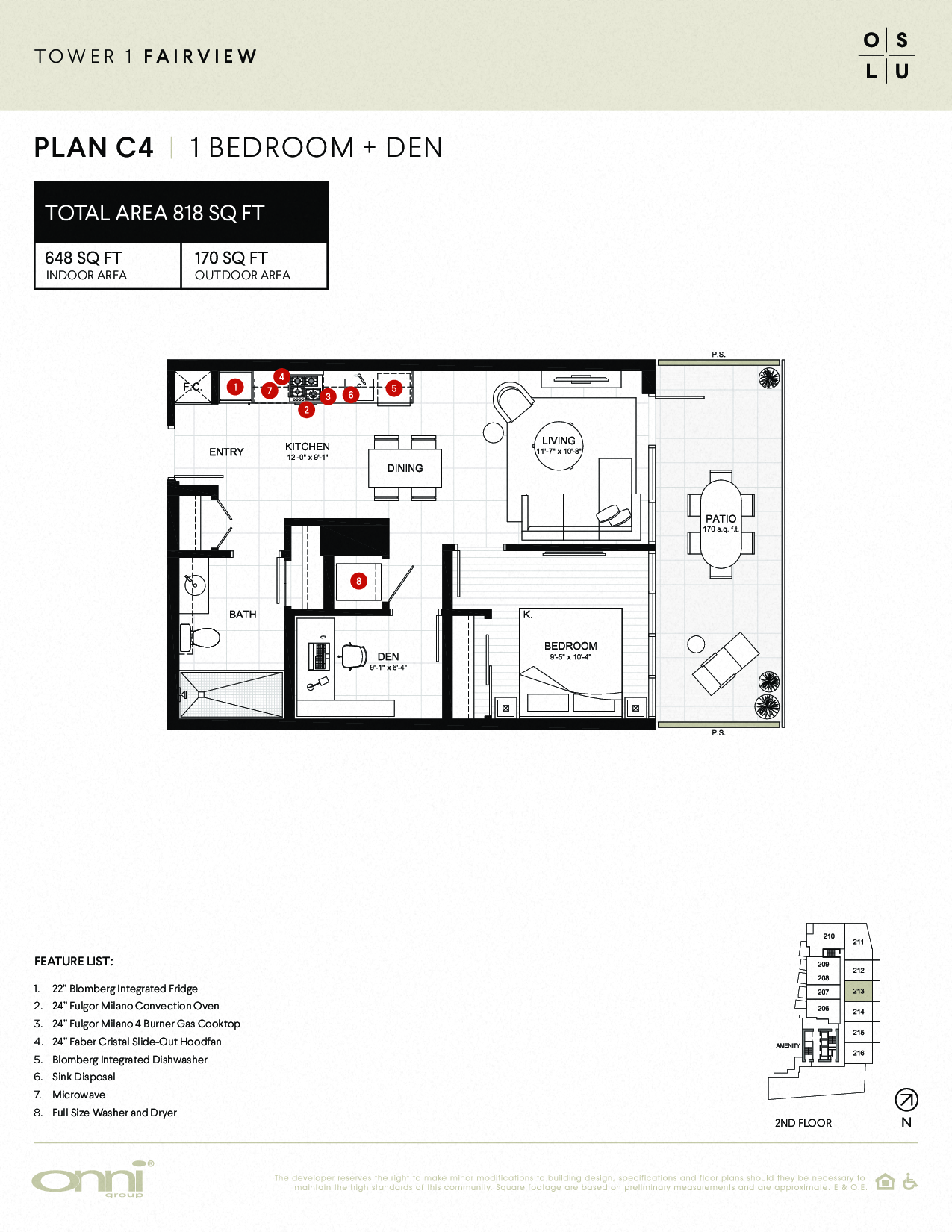 Floor plan for 1 bed, 1 bath, 648 sqft